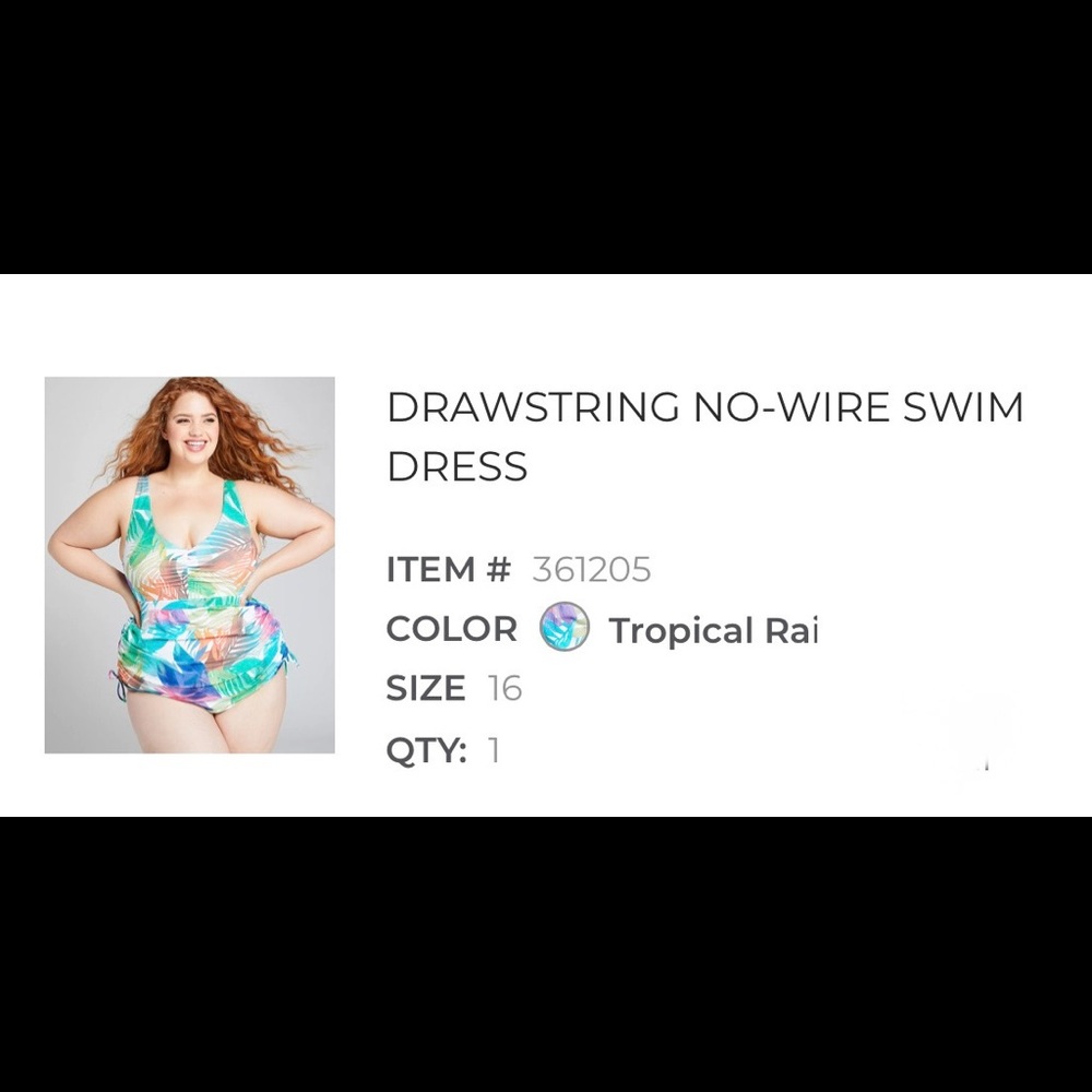 Cacique drawstring no wire swim dress- 16 new tags - Picture 3 of 3